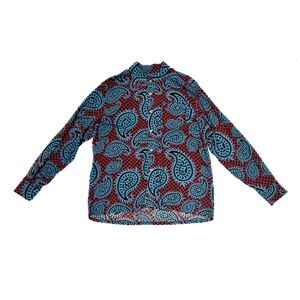 Obey Paisley Long Sleeve Button-Up Shirt Classic Pocket Viscose Button Down